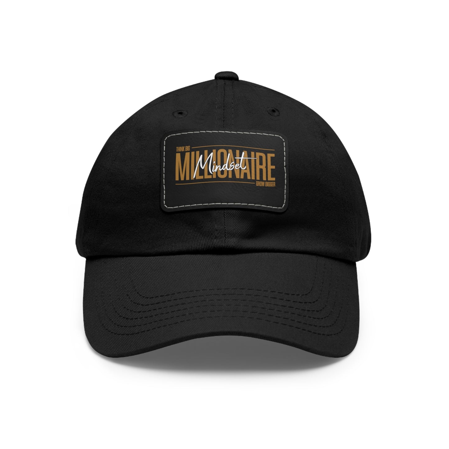 Mindset Millionaire Dad Hat | Casual Black Cap with Leather Patch