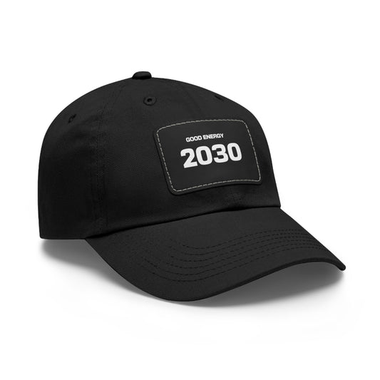 Good Energy 2030 Dad Hat with Leather Patch - Black Adjustable Cap for Everyday Style