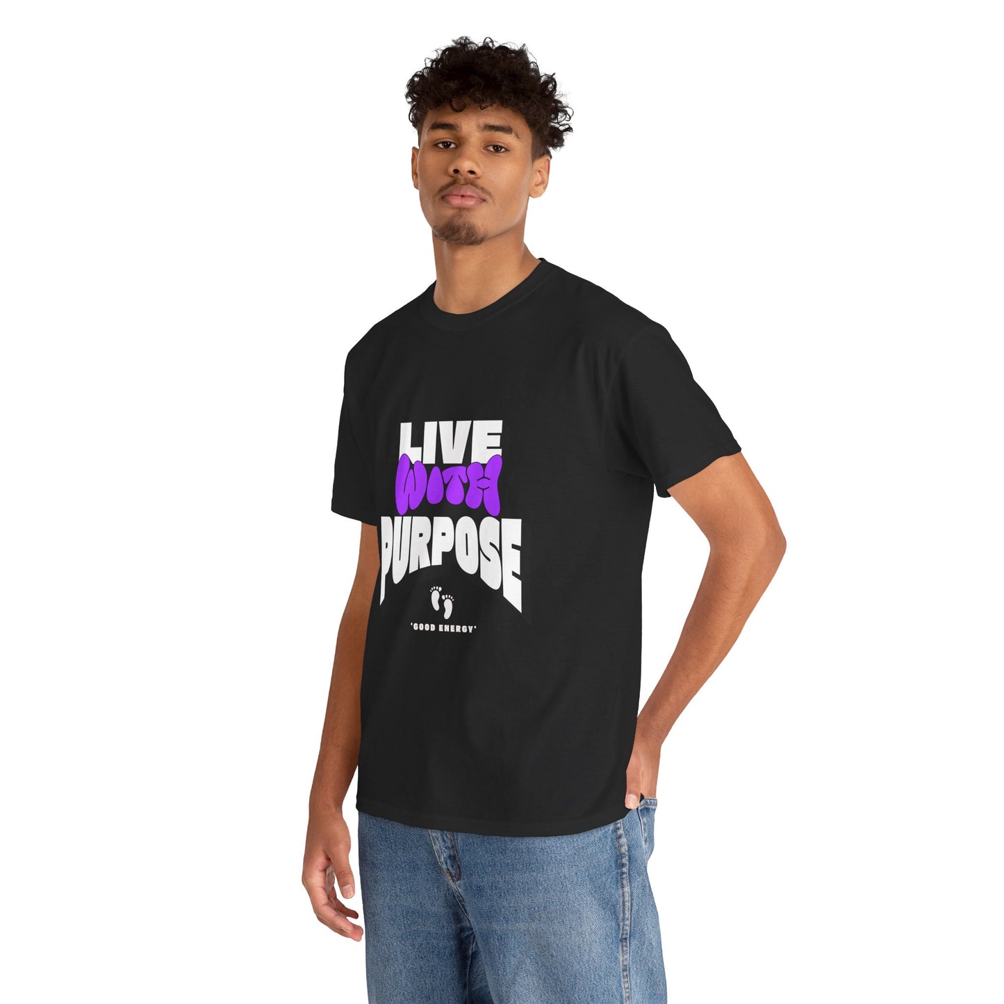 Live with Purpose Unisex Heavy Cotton Tee - Good Energy Vibe Shirt