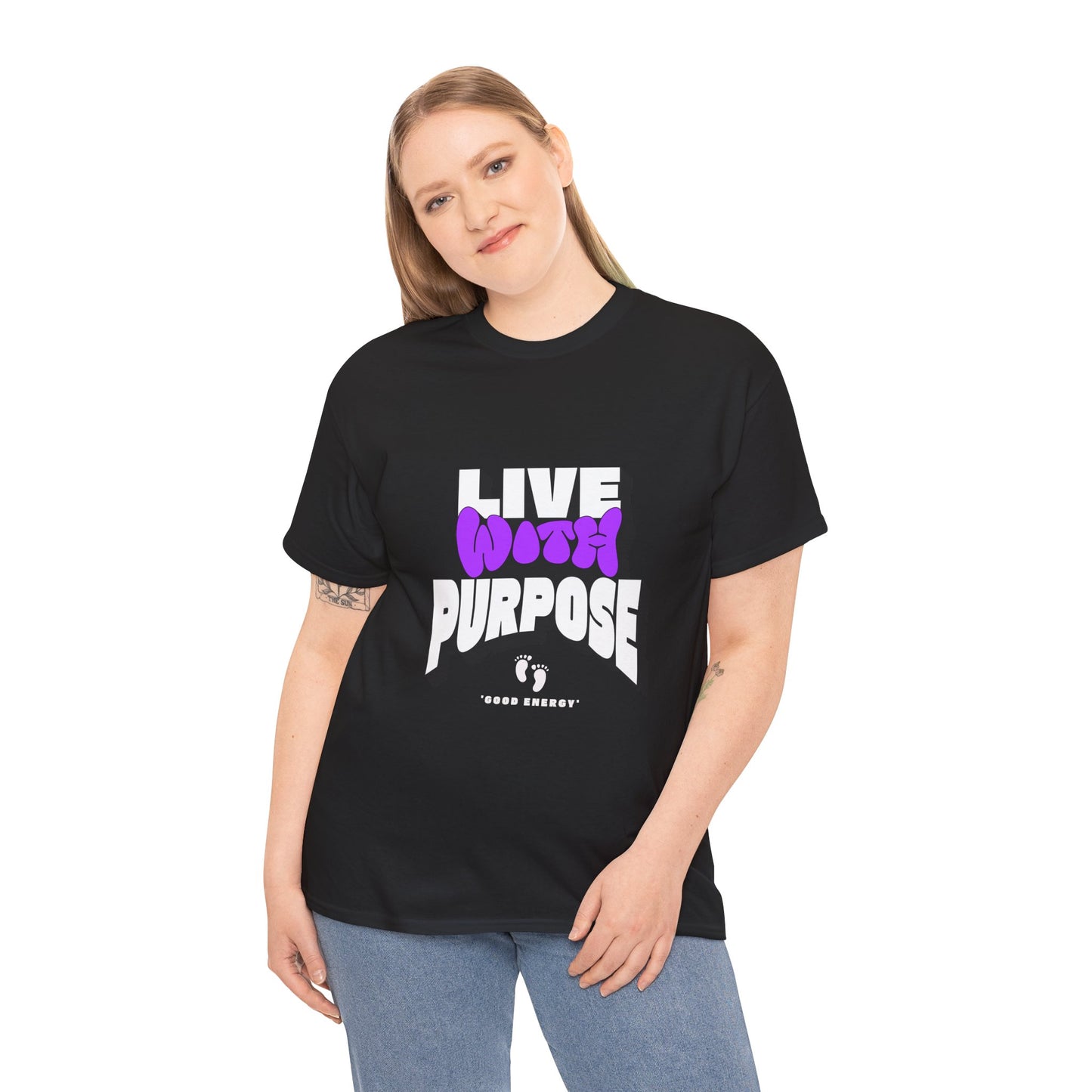 Live with Purpose Unisex Heavy Cotton Tee - Good Energy Vibe Shirt