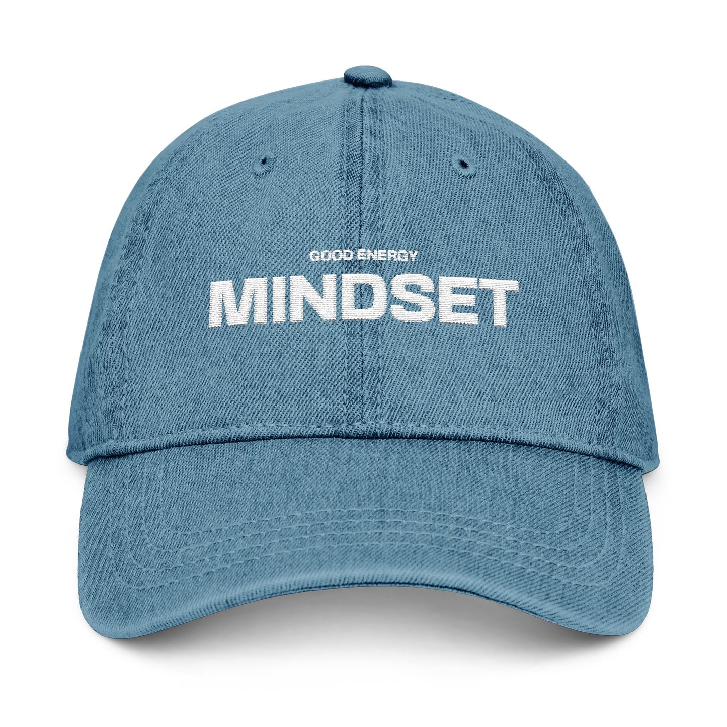 Good Energy Mindset Denim Hat - Casual Embroidered Cap for Positive Vibes